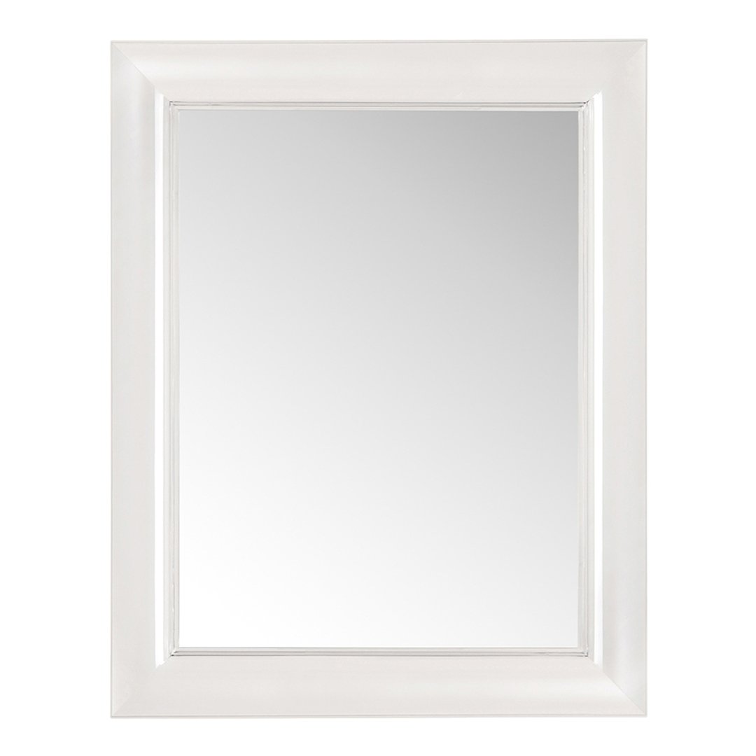 Elegant white-framed rectangular mirror with a smooth, clear reflective surface. Ideal for modern decor.