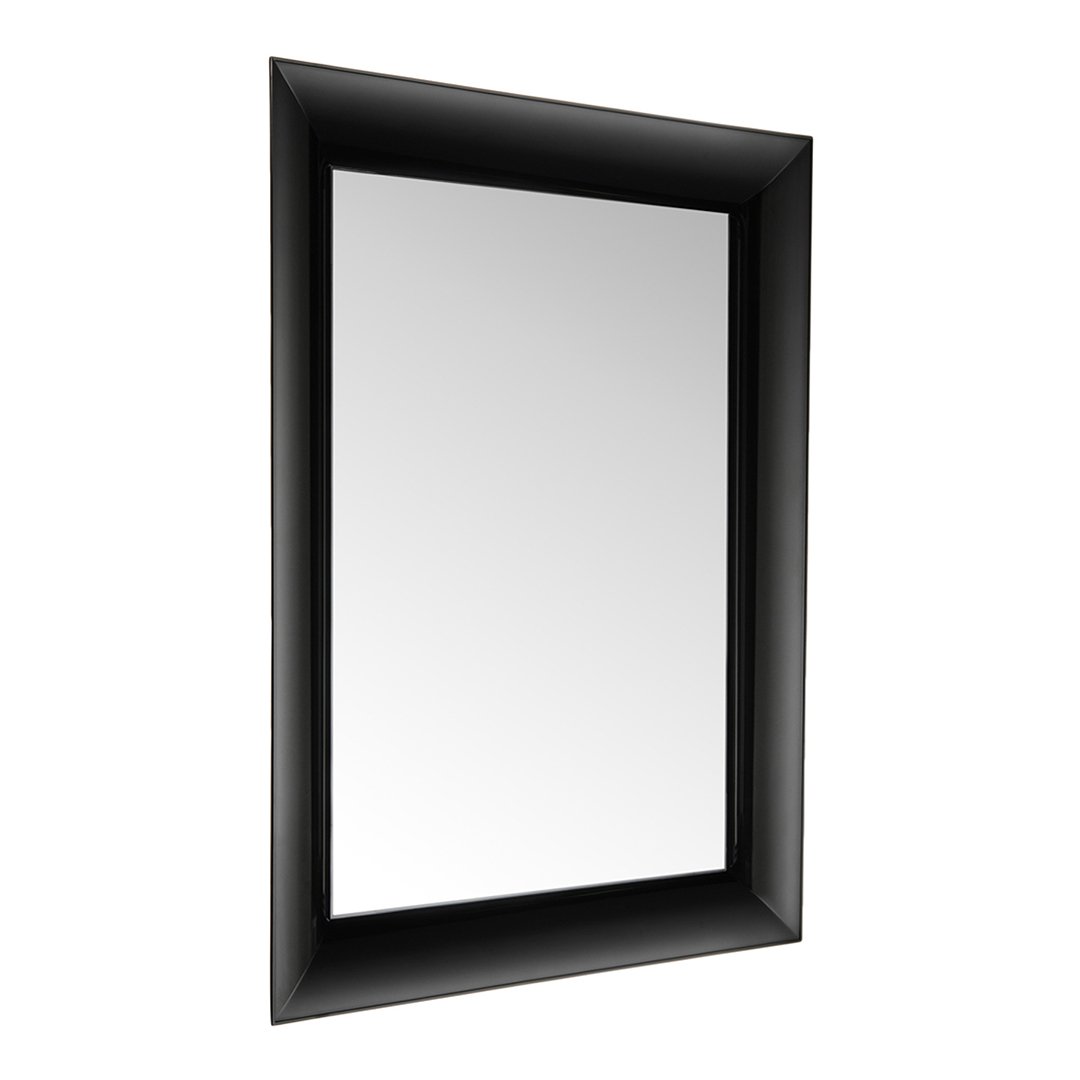 Black framed rectangular mirror with a sleek, modern design and a smooth reflective surface. Ideal for contemporary decor.