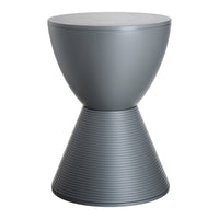 Modern gray accent table featuring a smooth top and ribbed cone base design. Elegant and versatile for any decor.