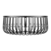 Silver metal wire basket with a sleek, modern design and open pattern, perfect for stylish organization.