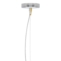 Sleek silver ceiling fixture with a minimalist design and a decorative gold accent at the bulb holder.