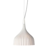 White pendant lamp featuring a pleated design with subtle beige accents for a stylish, modern look.