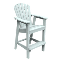 Light grey adirondack chair with a classic slatted design and sturdy arms, perfect for outdoor spaces.