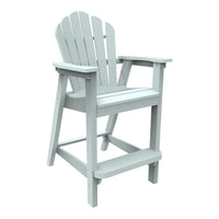 Light gray Adirondack chair with a classic slatted design and wide armrests, perfect for outdoor relaxation.