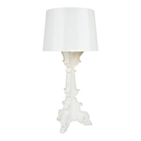 Elegant white lamp with a textured, ribbed shade and ornate base, perfect for modern or classic decor.