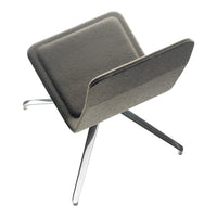 Modern gray chair with a sleek, minimalistic design and smooth chrome legs. Perfect for contemporary decor.