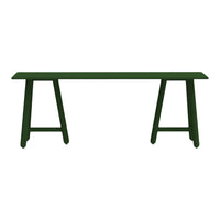 "Solid green dining table with clean lines and minimalist design, perfect for modern interiors."