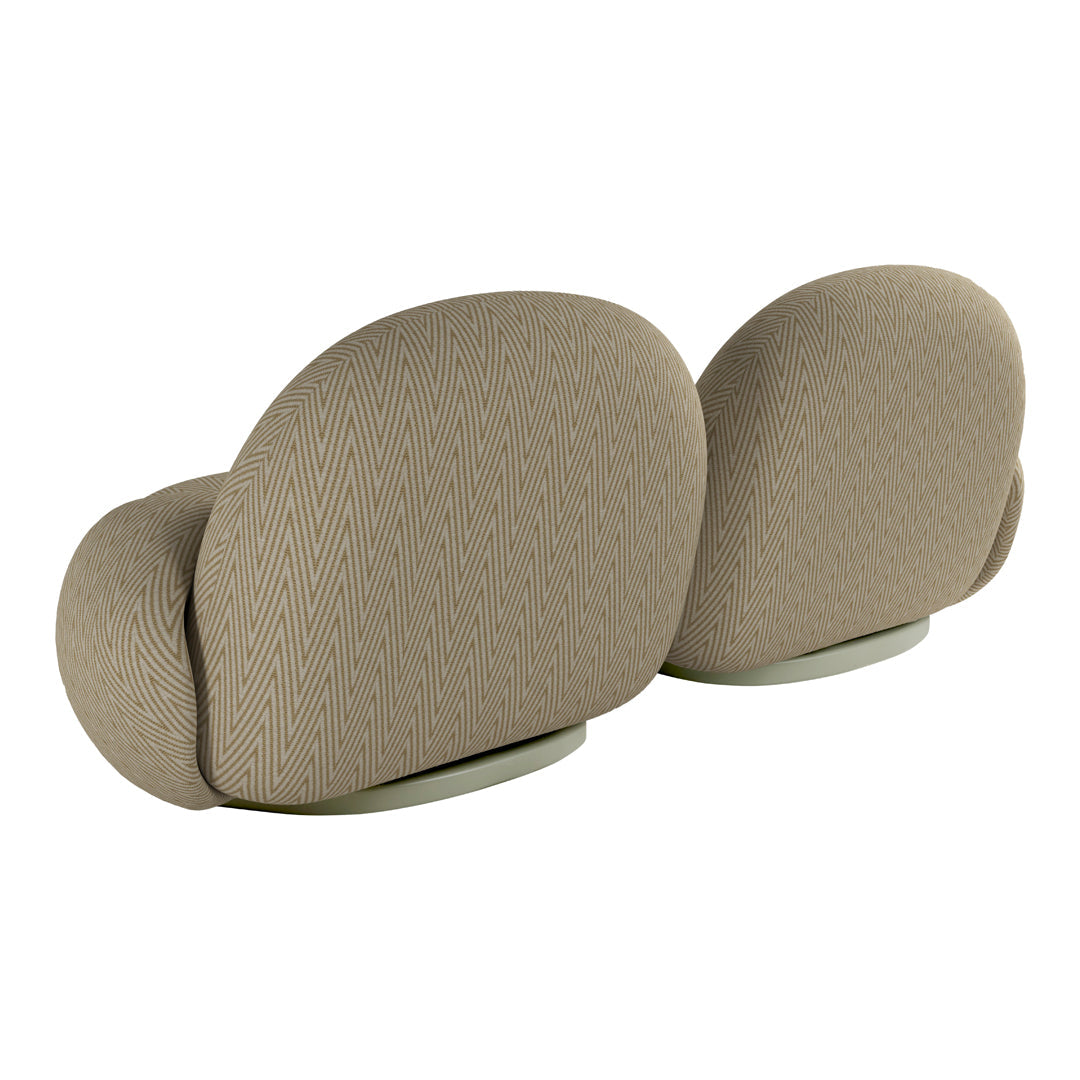 Beige textured fabric with subtle diamond pattern on modern accent chairs. Perfect for stylish interior decor.