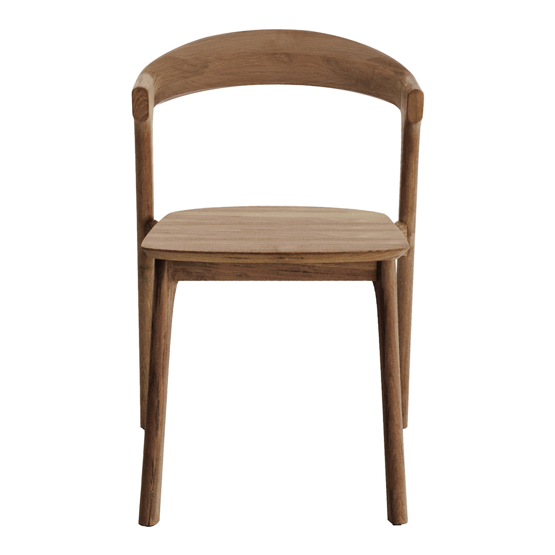 Elegant wooden chair in warm brown finish with smooth natural grain. Simple design complements any decor.