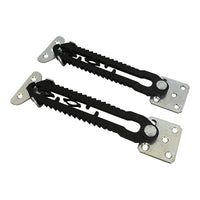 Black elastic straps with silver metal brackets, featuring a textured grip pattern for enhanced functionality.