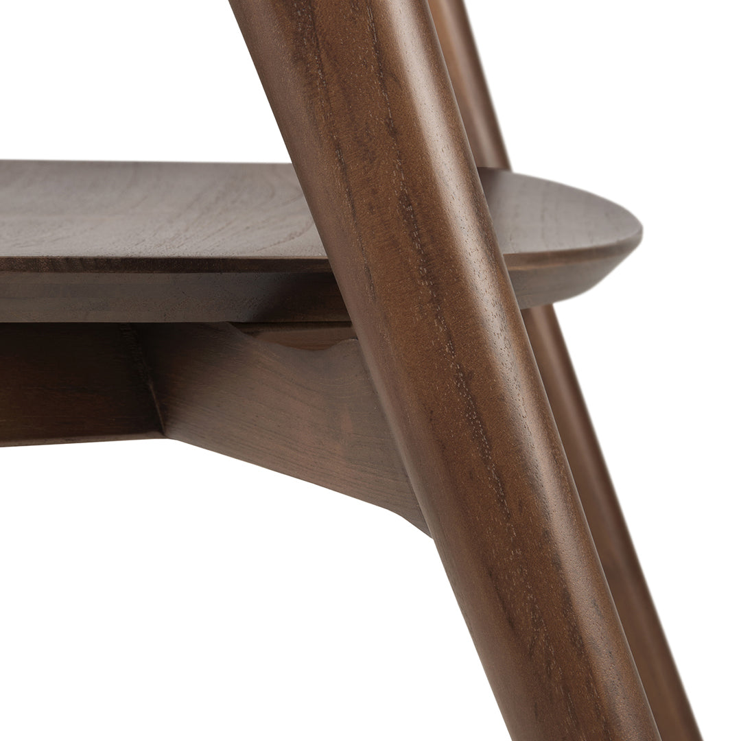 Dark walnut wood grain with smooth finish and sleek, minimalist design. Modern and stylish accent for any space.