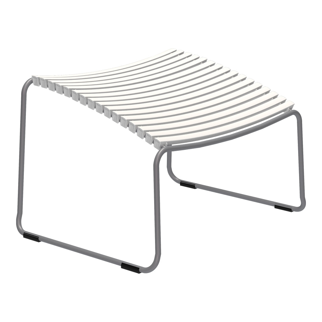 Minimalist white slatted design with a sleek gray metal frame, ideal for modern decor.