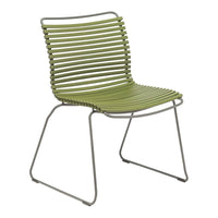 Green striped chair with a modern design, featuring a sleek silver frame. Perfect for adding a pop of color to any space.