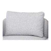 Light gray linen pillow with a textured pattern, ideal for modern, minimalist decor.