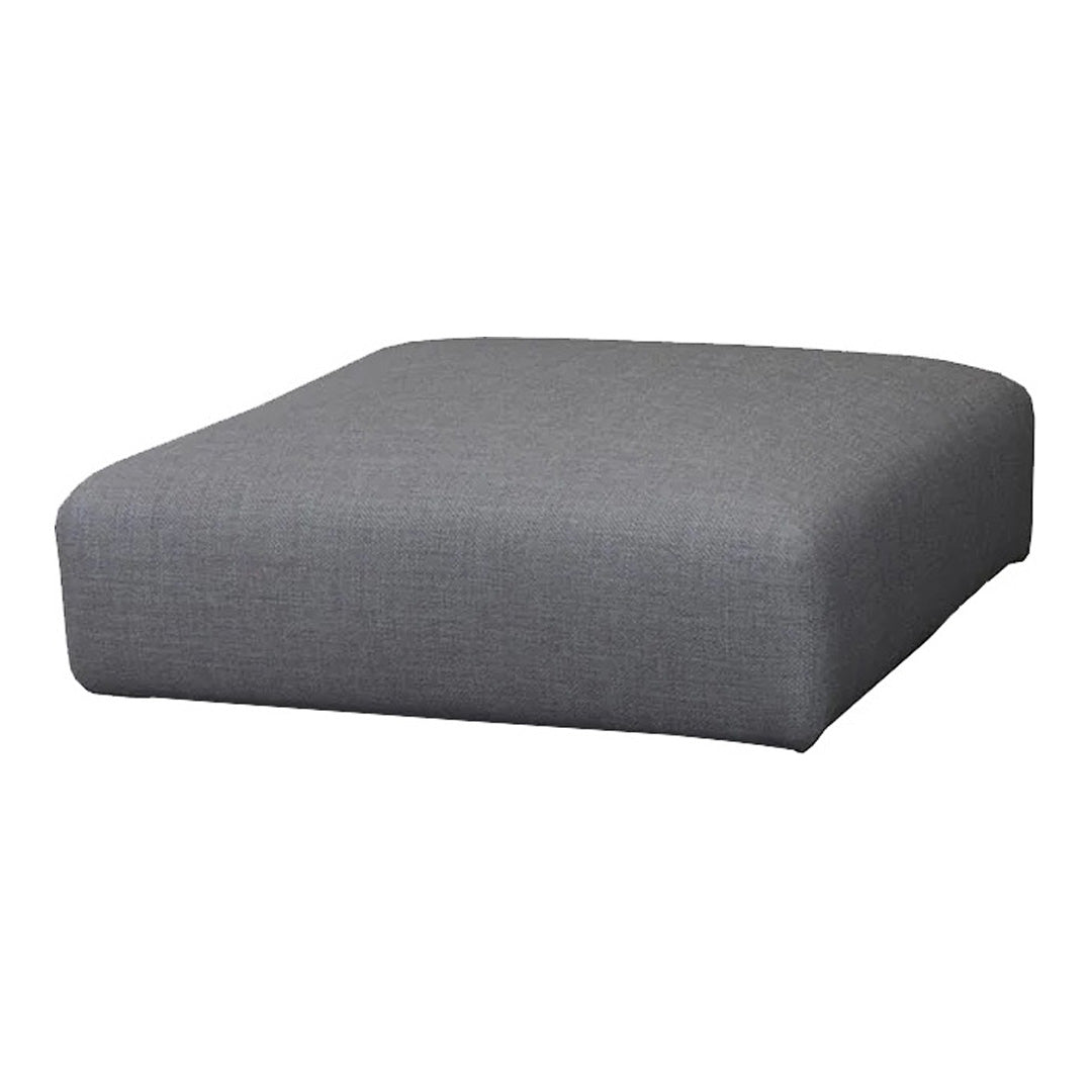 Gray square cushion with a smooth fabric texture, perfect for modern decor. Versatile and stylish seating option.