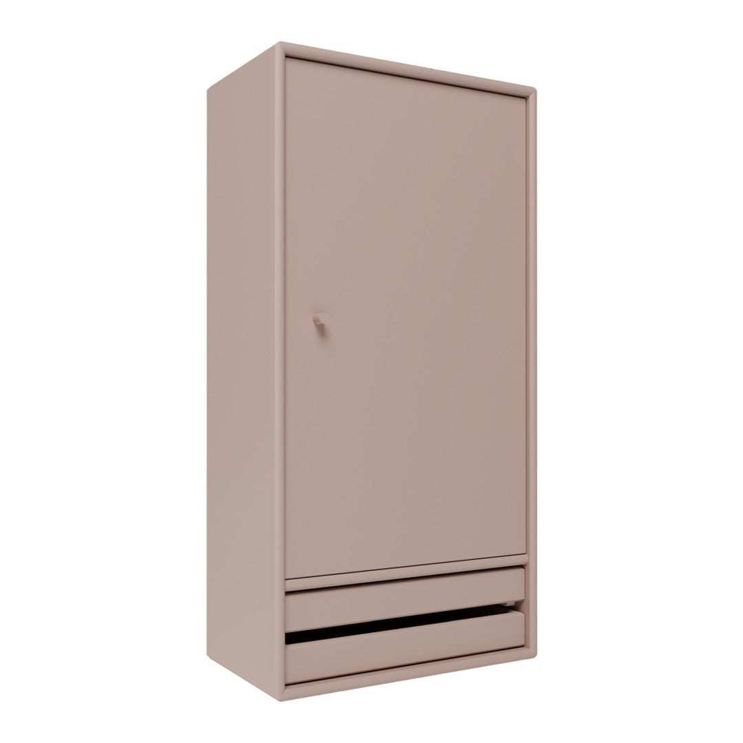Stylish beige wardrobe with a smooth finish and simple design, featuring a subtle drawer for easy access.