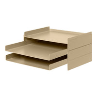 Neutral beige three-drawer storage organizer with a sleek, modern design. Perfect for minimalist decor.
