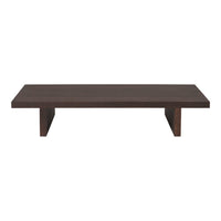 Dark brown rectangular coffee table with a sleek, minimalist design and smooth surface. Perfect for modern interiors.