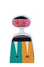 Colorful abstract figure featuring pink, black, teal, and orange patterns, perfect for unique home decor.