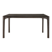 "Solid dark brown dining table with a sleek, minimalist design and smooth surface."