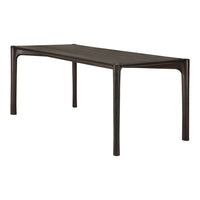Dark brown rectangular table with a smooth finish and subtle wood grain pattern. Elegant, minimal design for modern spaces.
