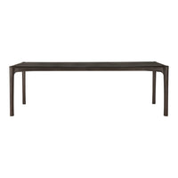 Sleek rectangular table in rich dark brown with subtle textured pattern, featuring smooth, rounded edges and legs.