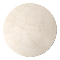 Round stone surface in cream color with subtle veining and a smooth, matte finish. Perfect for modern decor.