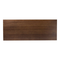 Dark brown wooden tabletop featuring a smooth, matte finish and subtle grain pattern. Ideal for modern decor.