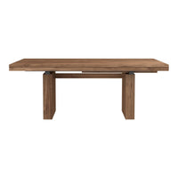 Wooden dining table in rich brown tones with a smooth finish and clean, minimalist design. Perfect for modern interiors.
