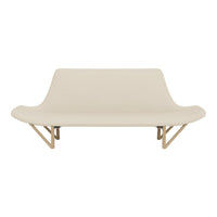 Beige modern sofa with smooth fabric and clean lines, featuring a minimalist design and natural wood legs.