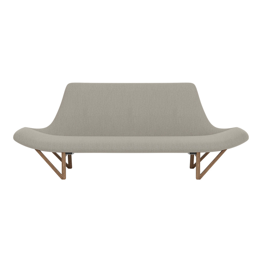 Light gray sofa with a smooth texture and understated modern design against a clean white background.