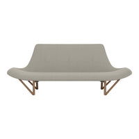 Light gray sofa with a smooth texture and understated modern design against a clean white background.