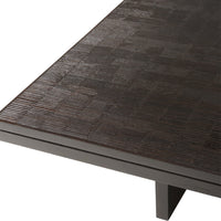 Dark brown textured tabletop with a woven pattern, perfect for modern decor.