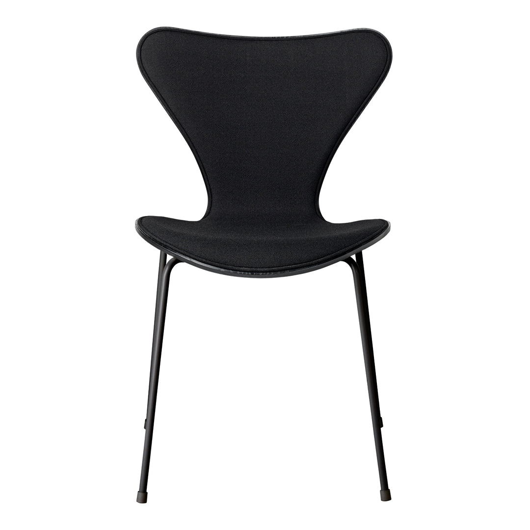 Black chair with a smooth, minimalist design and subtle curves. Elegant and modern style for any space.