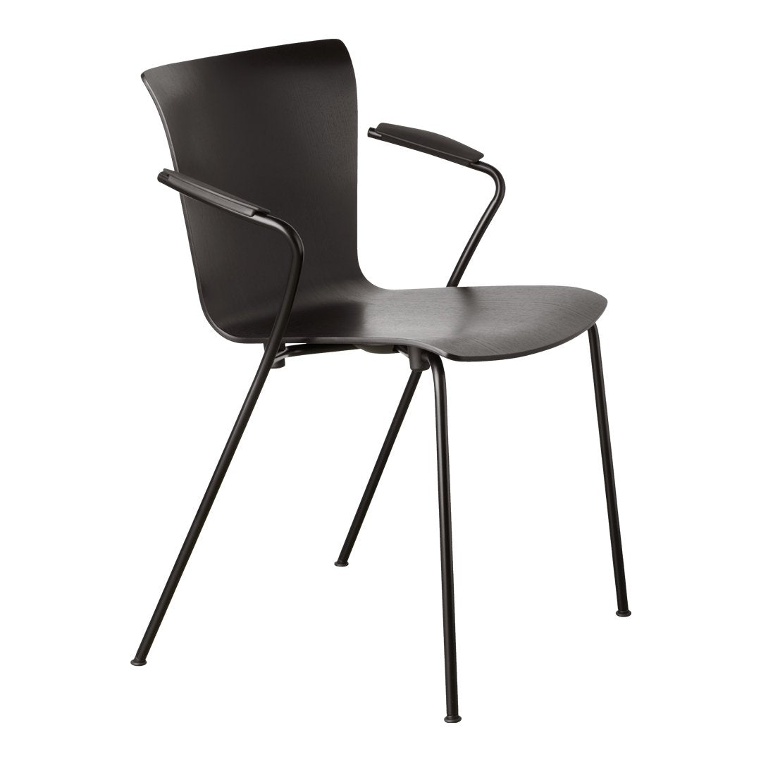 Sleek black chair with minimalist design and smooth, curved lines. Perfect for modern interiors.