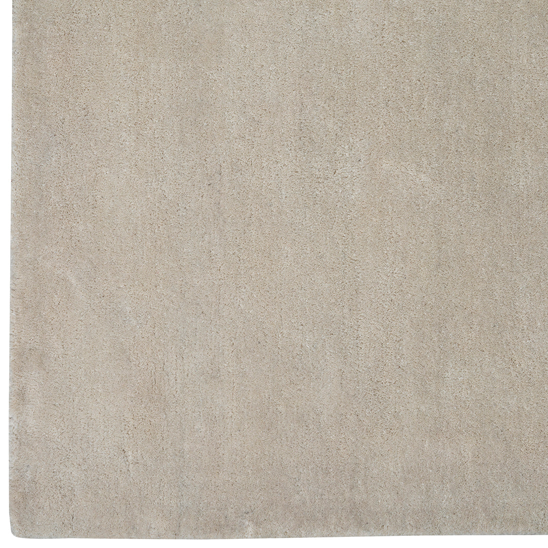 Soft beige rug with a subtle, textured pattern, perfect for adding warmth to any space.