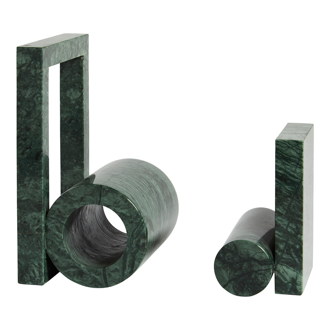 Green marble geometric decor pieces with sleek patterns and polished finishes. Perfect for modern home styling.