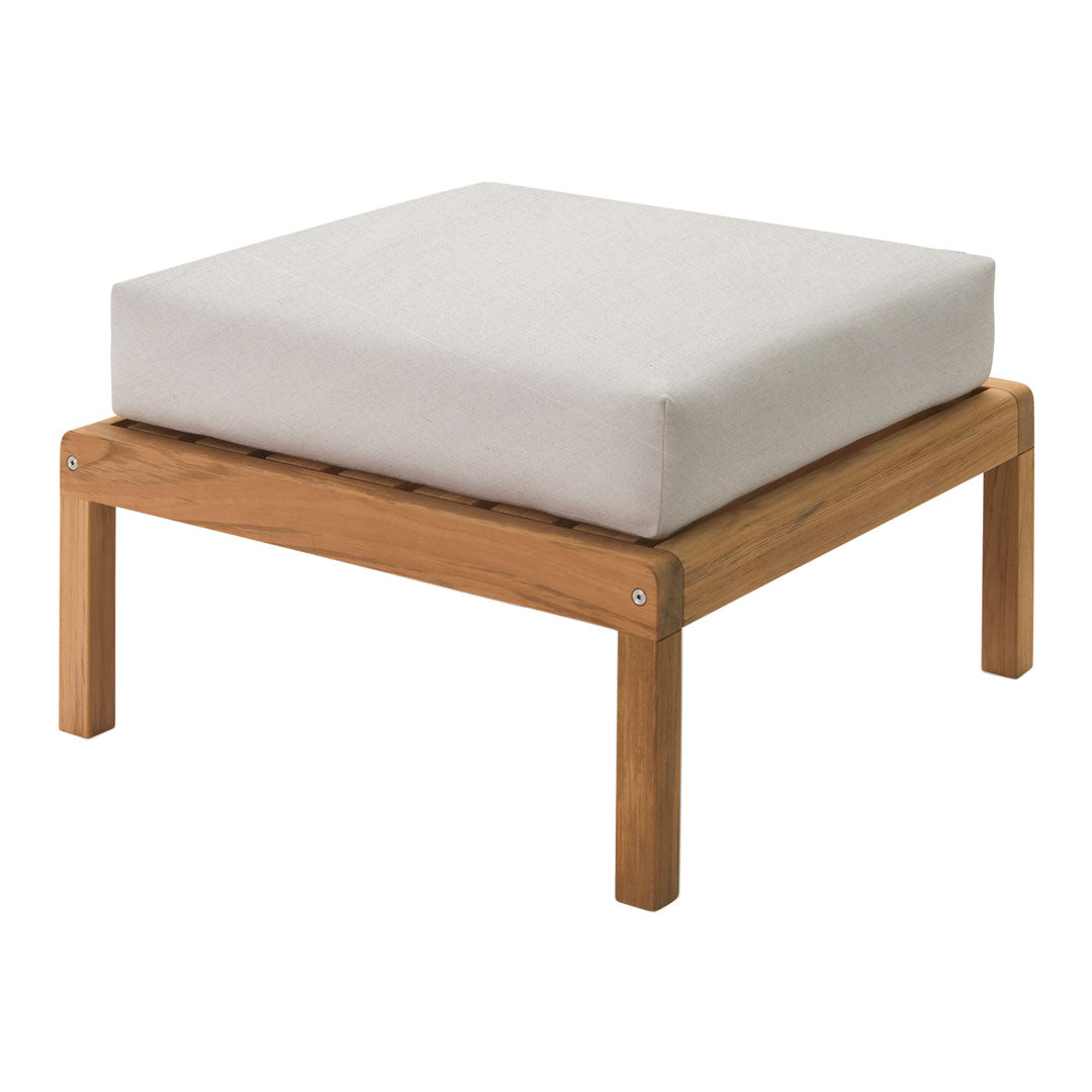 Light gray cushion on a natural wood base, featuring a minimalist design with clean lines and subtle textures.