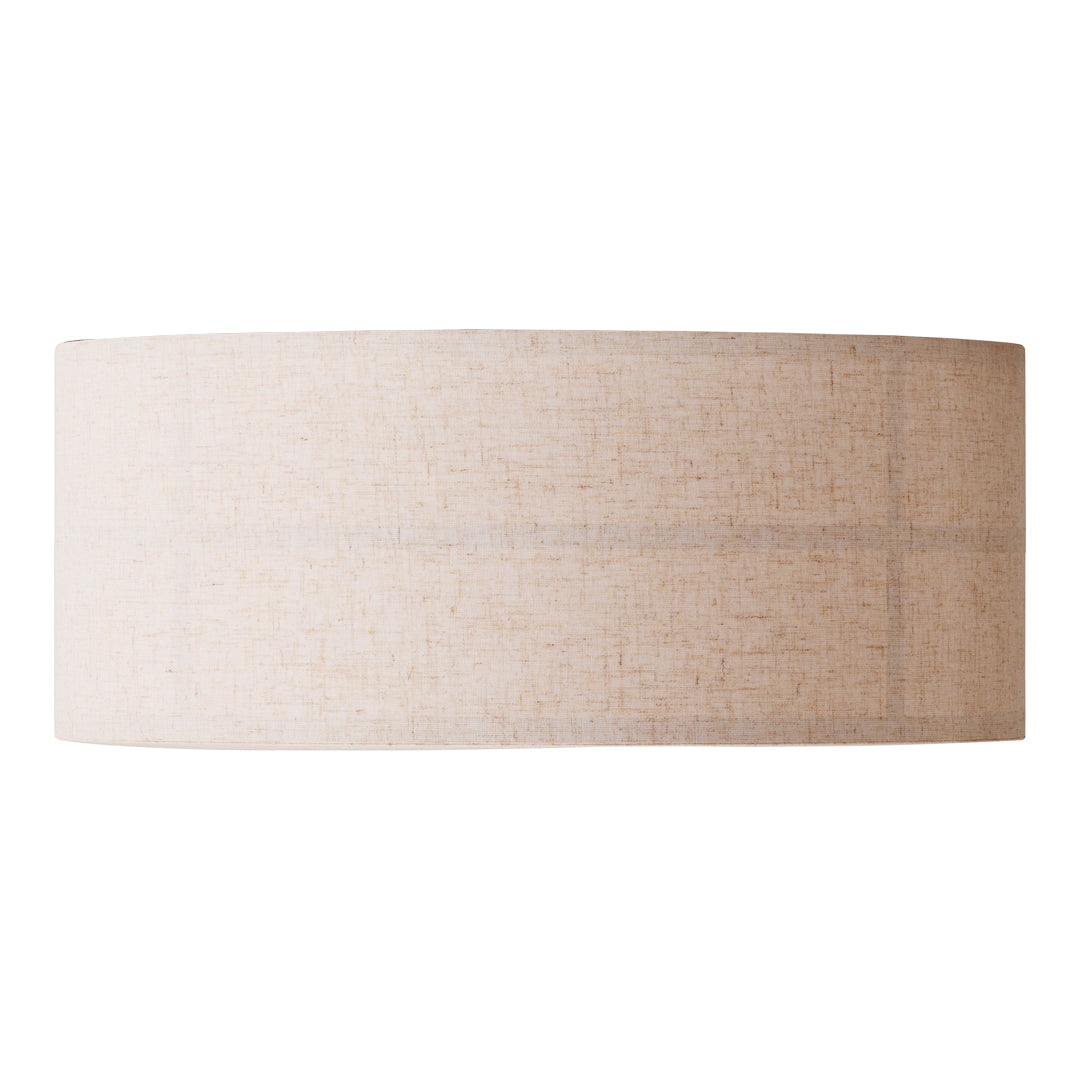 Beige fabric lamp shade with subtle woven texture and soft light filtering pattern. Ideal for modern interiors.