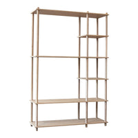 Light wood bookshelf with an open design featuring clean lines and a minimalist aesthetic. Perfect for modern decor.