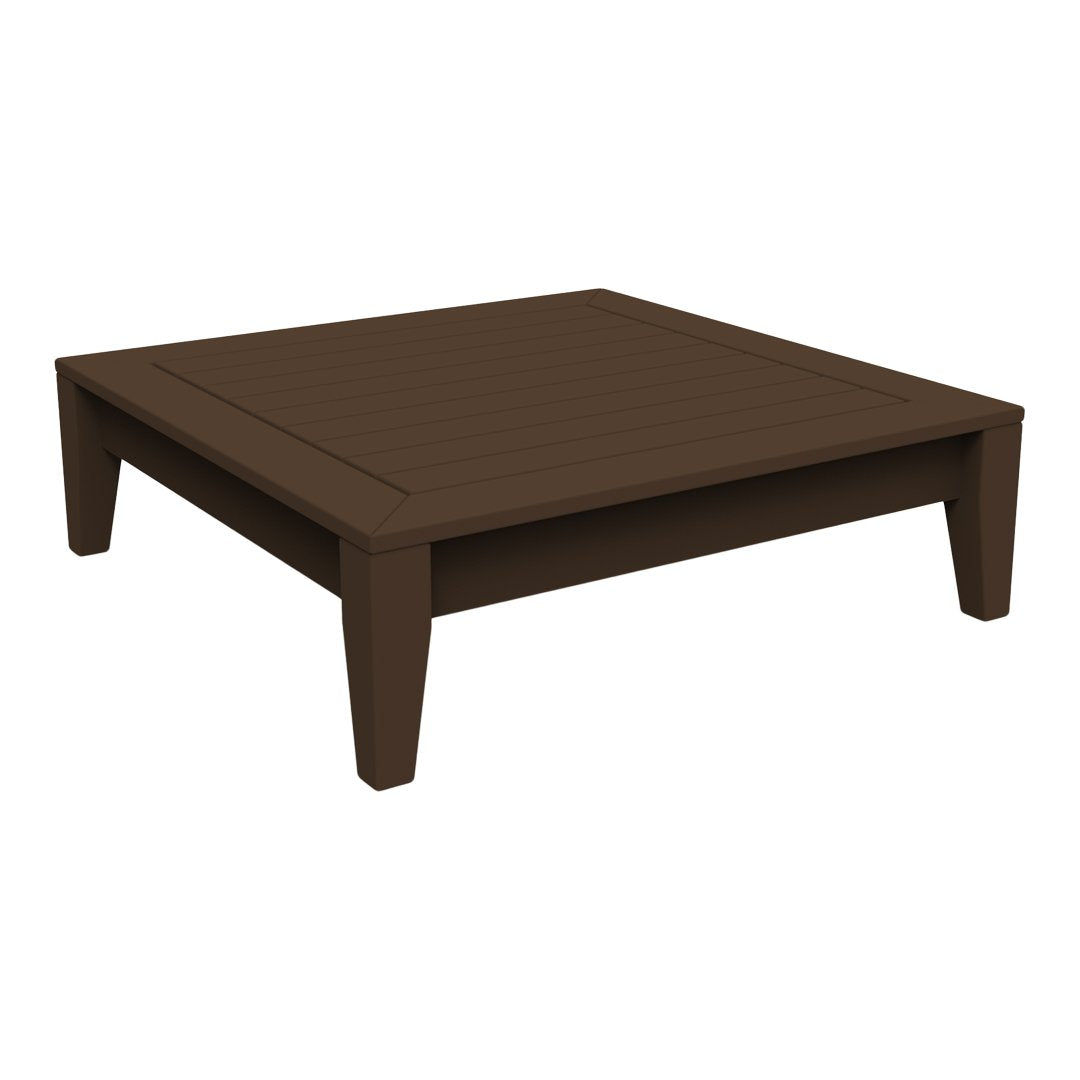 Brown square coffee table with a smooth, sleek surface and simple, modern design. Perfect for contemporary decor.