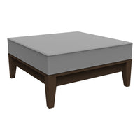 Gray cushioned top with a sleek brown wooden base, perfect for modern decor.