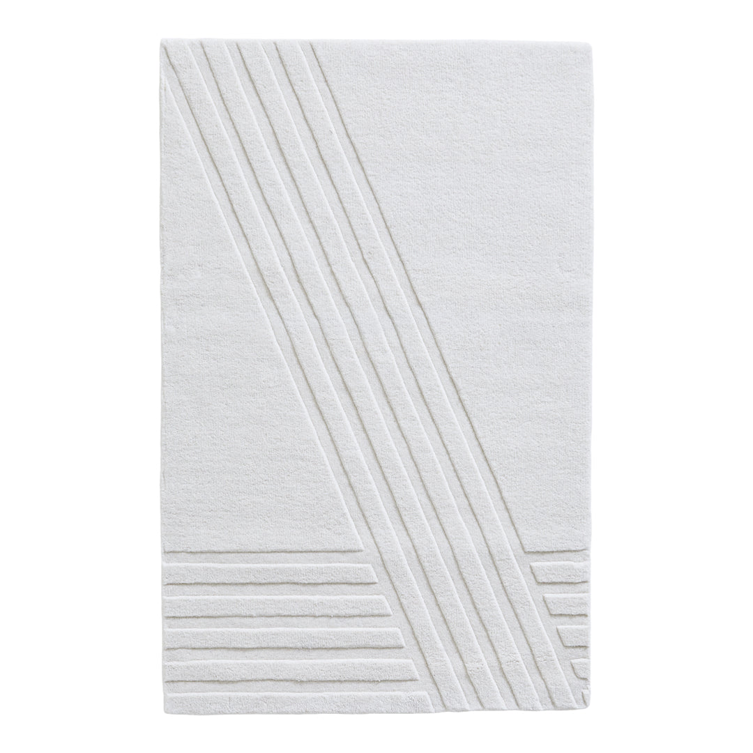 Soft white bath towel featuring textured diagonal and horizontal stripe patterns. Perfect for modern bathrooms.