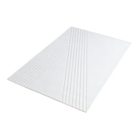 White rug with subtle diagonal stripes pattern, featuring a textured surface for added visual interest.