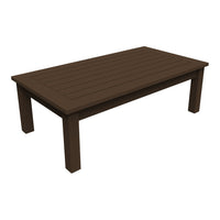 Brown outdoor coffee table with a solid slatted design, perfect for patio or garden settings.