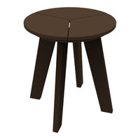 Brown round stool with a simple, modern design and four tapered legs. Perfect for versatile indoor or outdoor use.