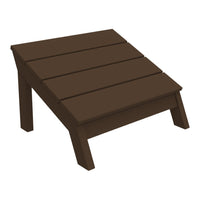 Brown outdoor footrest with slatted design, featuring a sleek, modern aesthetic perfect for any patio or garden.