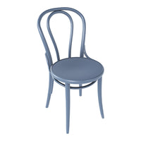Blue bentwood chair with a smooth finish and elegant curved back design. Ideal for modern decor.