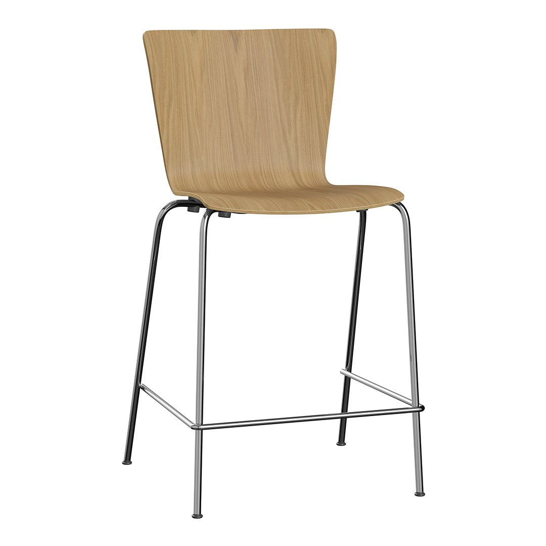 Natural wood finish with a smooth texture, paired with sleek silver metal legs for a modern contrast.