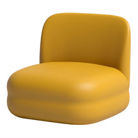 Yellow modern chair with smooth, rounded shapes for a contemporary look. Perfect for stylish indoor spaces.